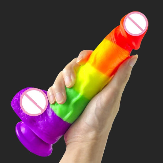 Fun Colorful Rainbow Dildo