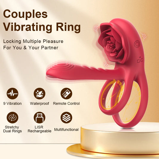 Rose Cock Ring Vibrator Penis Sleeve